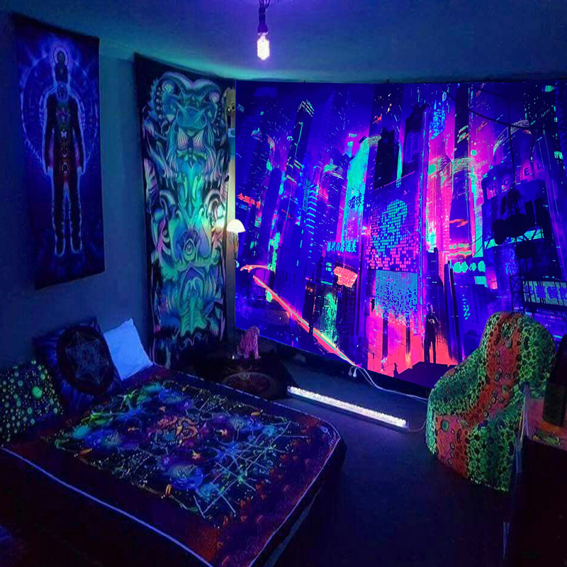 Home Decor Etsy - Black Light Tapestry Wall Hanging UV