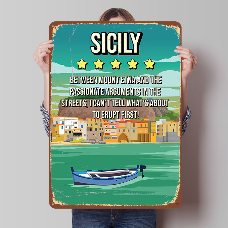 Review Home Decor - Sicily Funny Review Travel Printed Poster