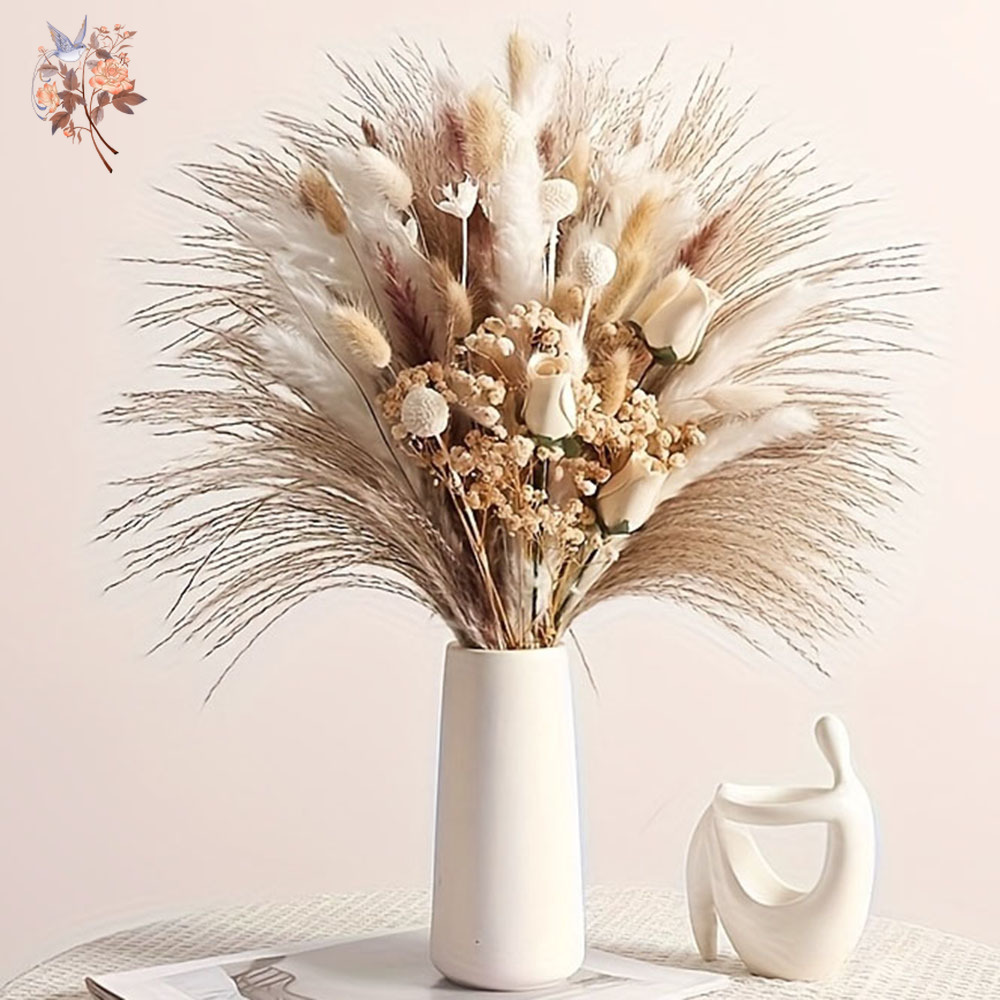 Home Decor Vase With Flowers - 80Pcs Artificial Dried Flowers Bouquet for
