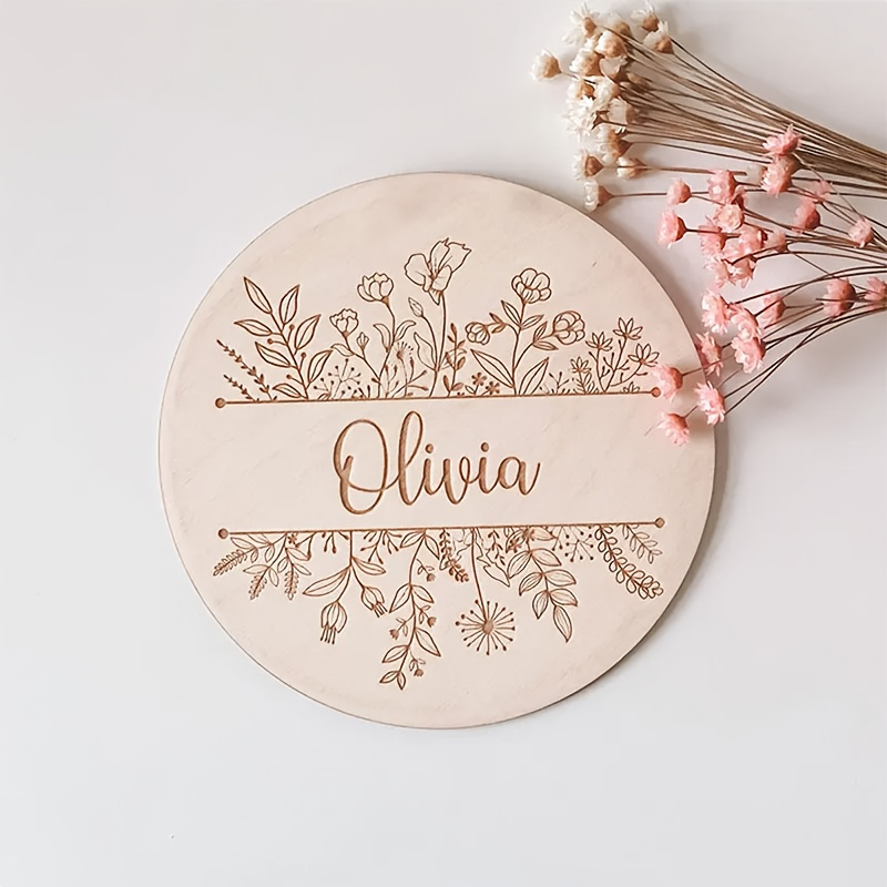 Home Decor Inspo - Personalized Floral Engraved Name Plaque, Custom