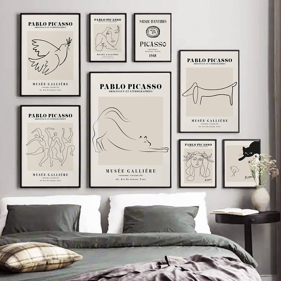 Home Decor Exhibition - Picasso Line Cat Pigeon Girl Abstract