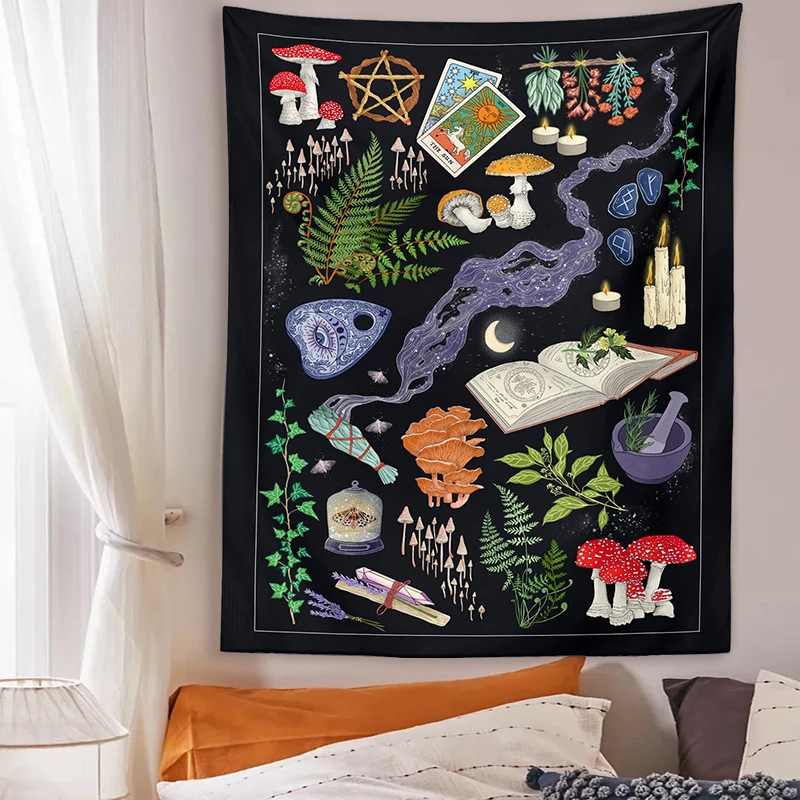 Home Decor Etsy - Psychedelic Mushroom Tapestry Divination Psychic Wall