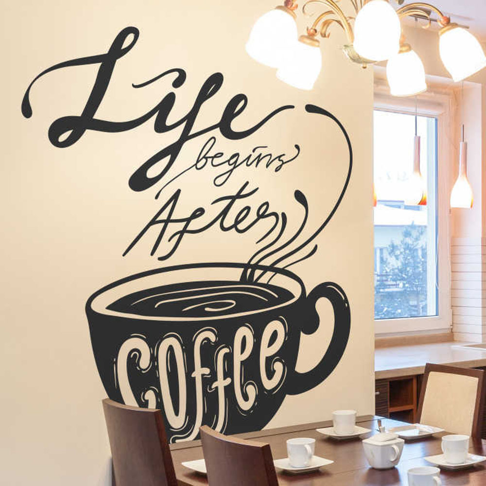 Home Decor Vinyl Flooring - Life Begins After Coffee Mugs Window