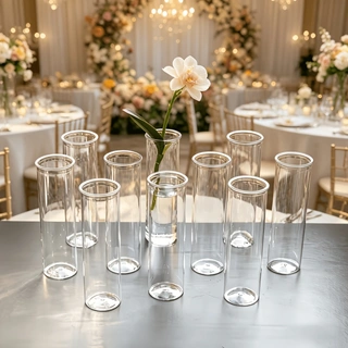 Home Decor Vase With Flowers - 10-27Clear Acrylic Cylinder Vase, Lightweight Plastic