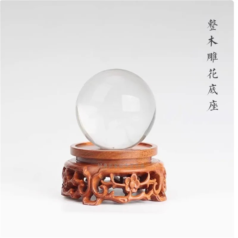 Home Decor Exhibition - Round Wood Carved Flower Vase Base,