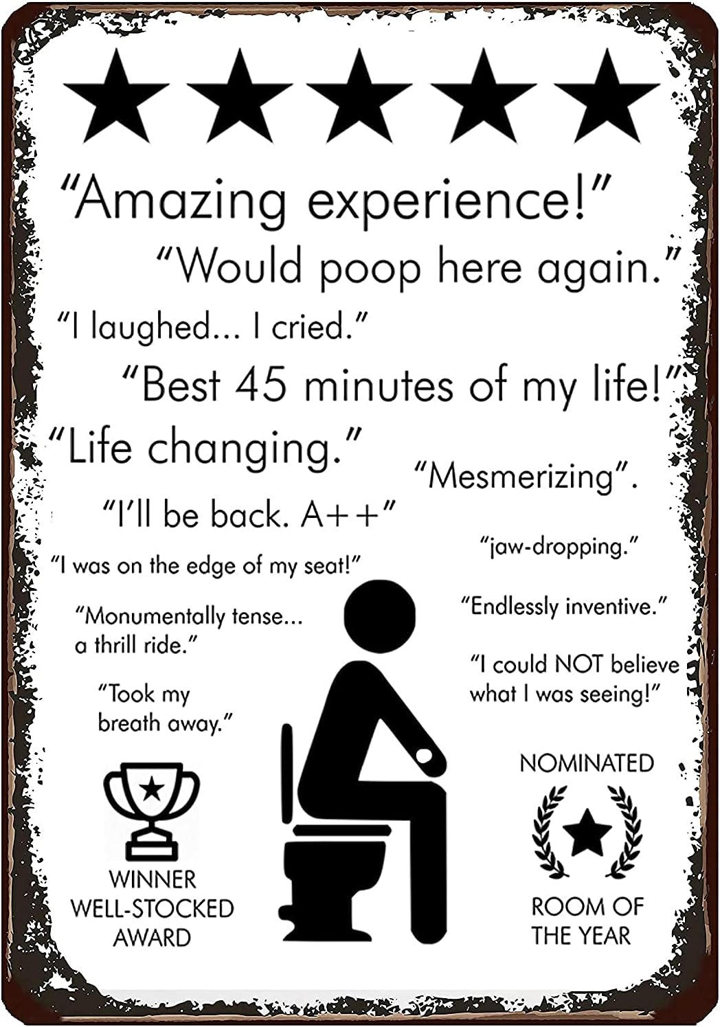 Review Home Decor - Retro Vintage Toilet Reviews Metal Tin