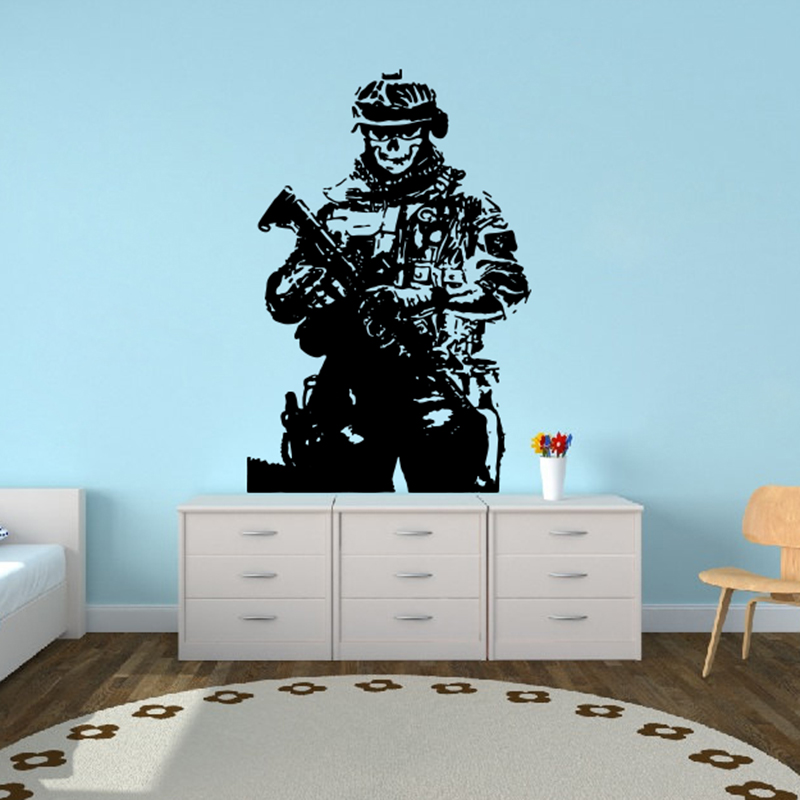 Home Decor Vinyl Flooring - Solider Sniper Skull War Wall Sticker