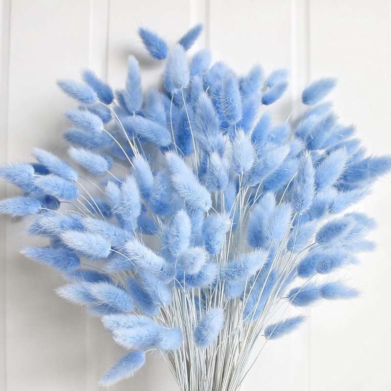 Home Decor Vase With Flowers - 100PCS Blue Hare's-tail Grass Bunny Rabbit