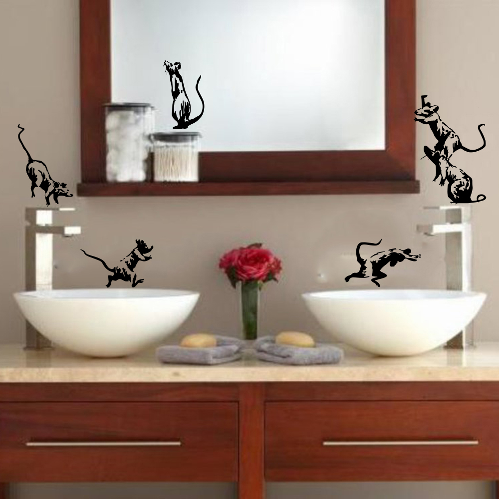 5Pcs Banksy Toilet Rats Wall S - Home Decor Vinyl Flooring review and price