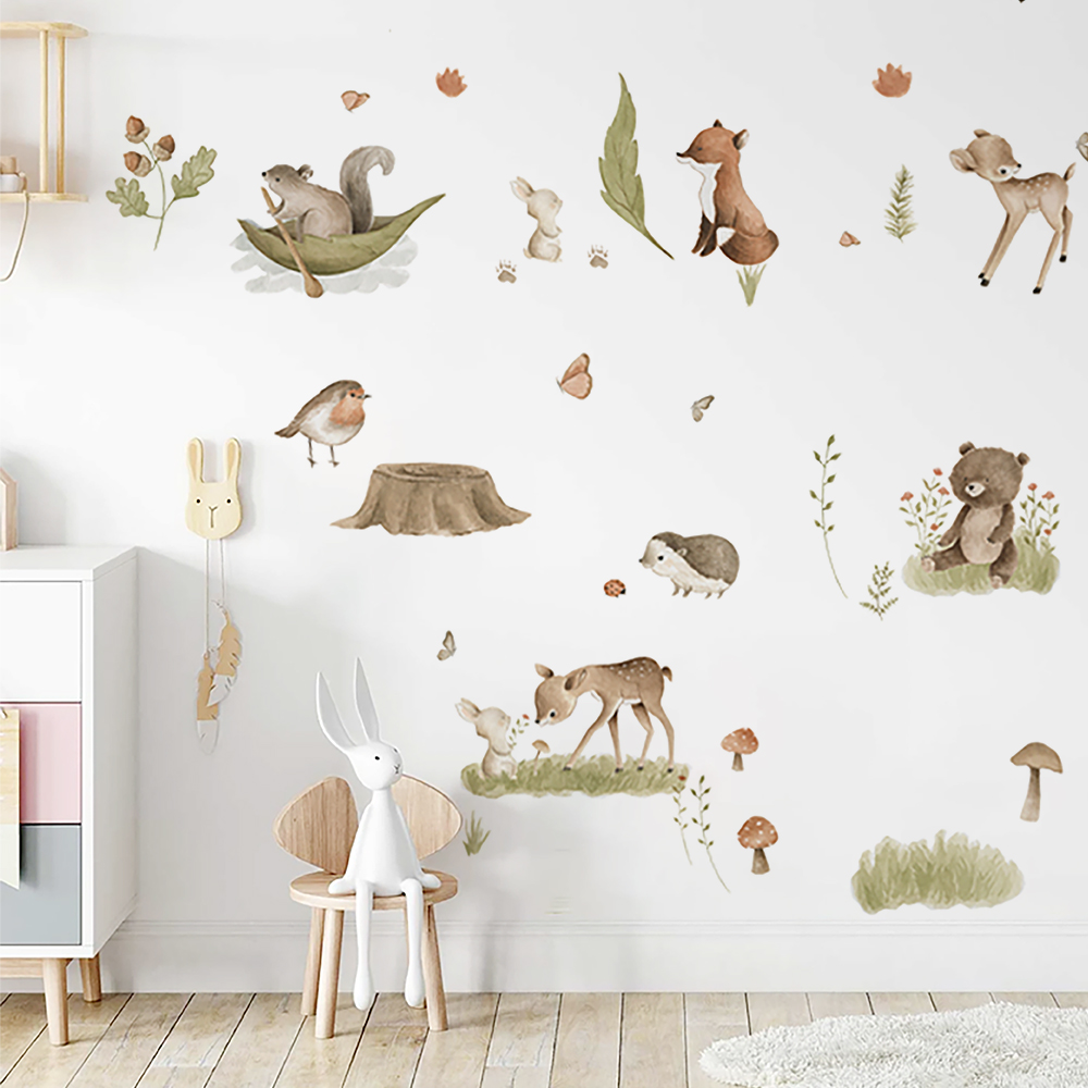 Nordic Forest Cartoon Wall Sti - Home Decor Vinyl Flooring review and price