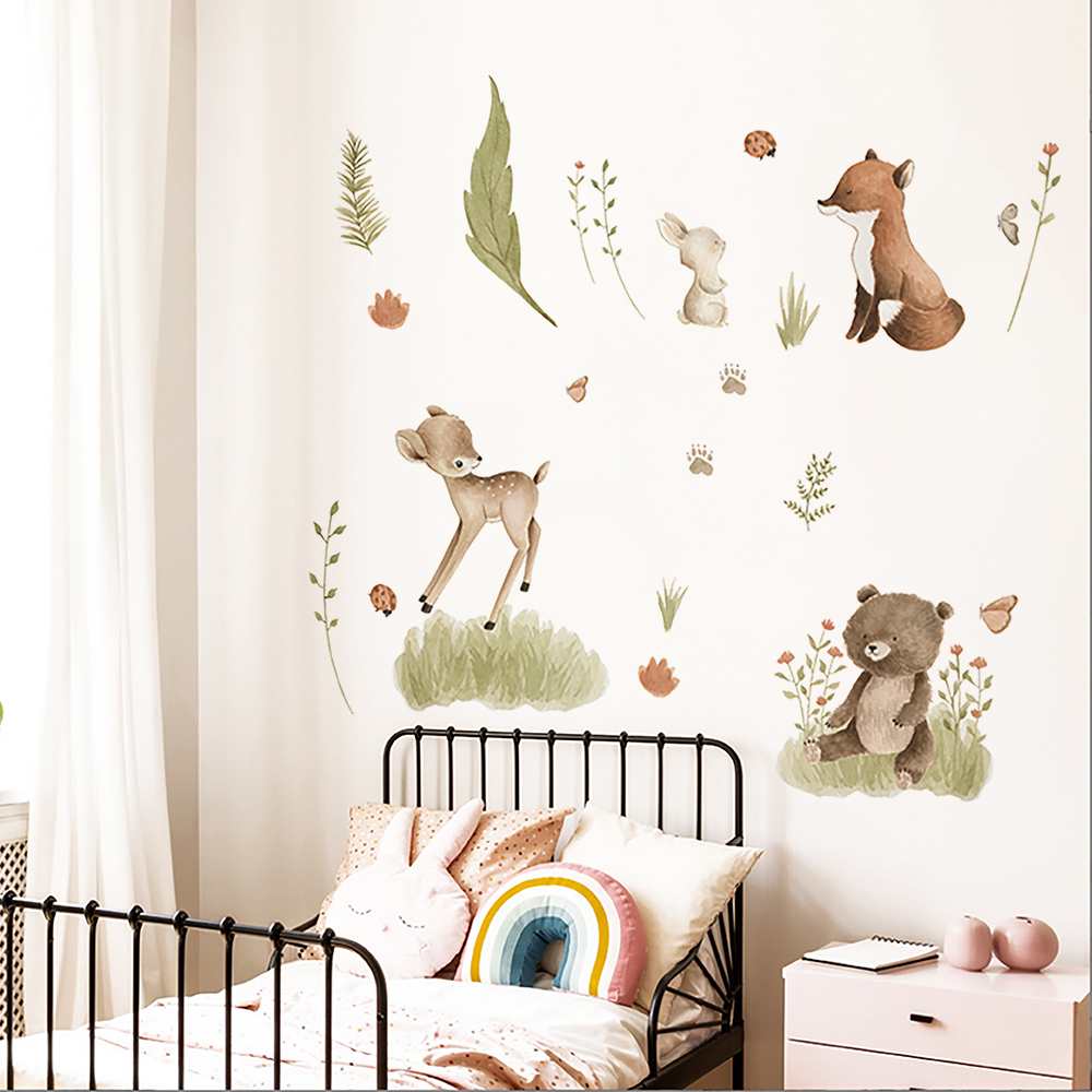Nordic Forest Cartoon Wall Sti - Home Decor Vinyl Flooring review and price