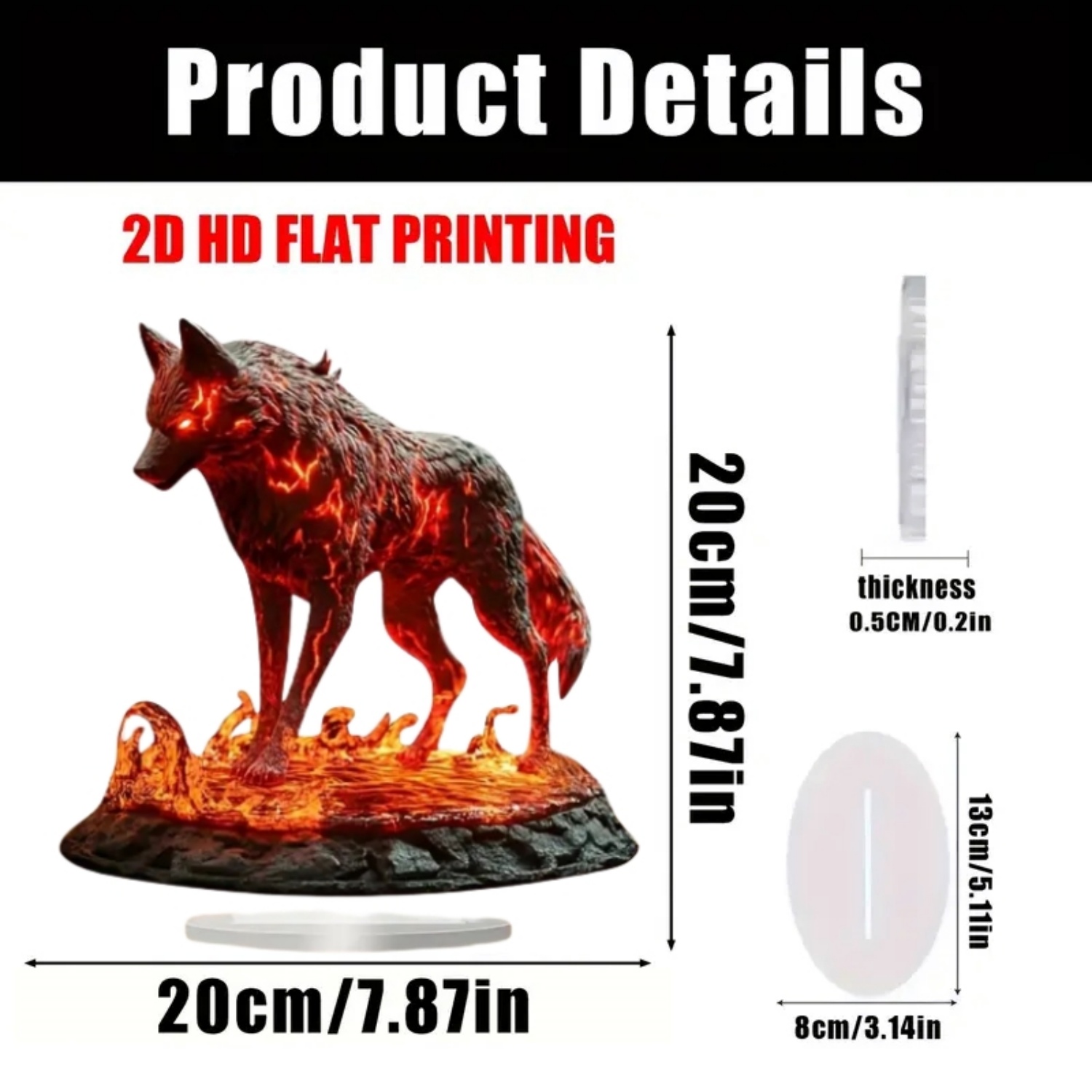 Flame Wolf Statue,2D Flat Acry - Home Decor Kit review and price