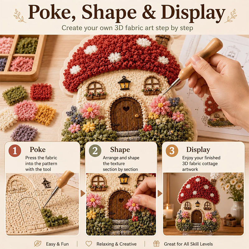 3D Mushroom House Poke Art DIY - Home Decor Kit review and price
