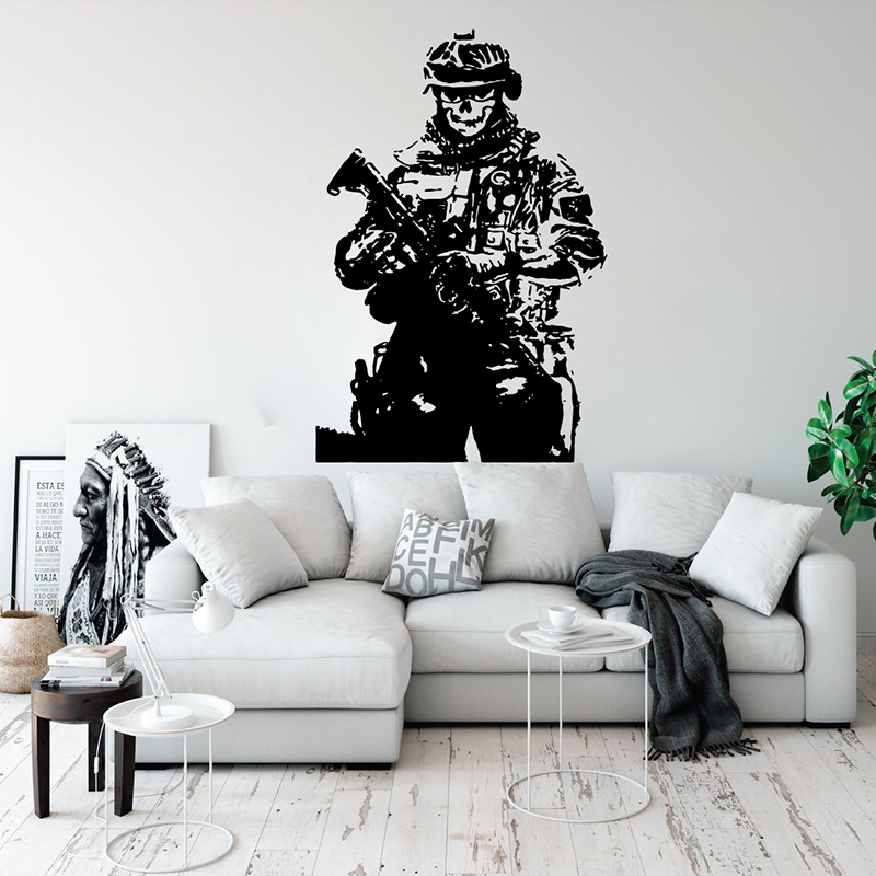 Solider Sniper Skull War Wall  - Home Decor Vinyl Flooring review and price
