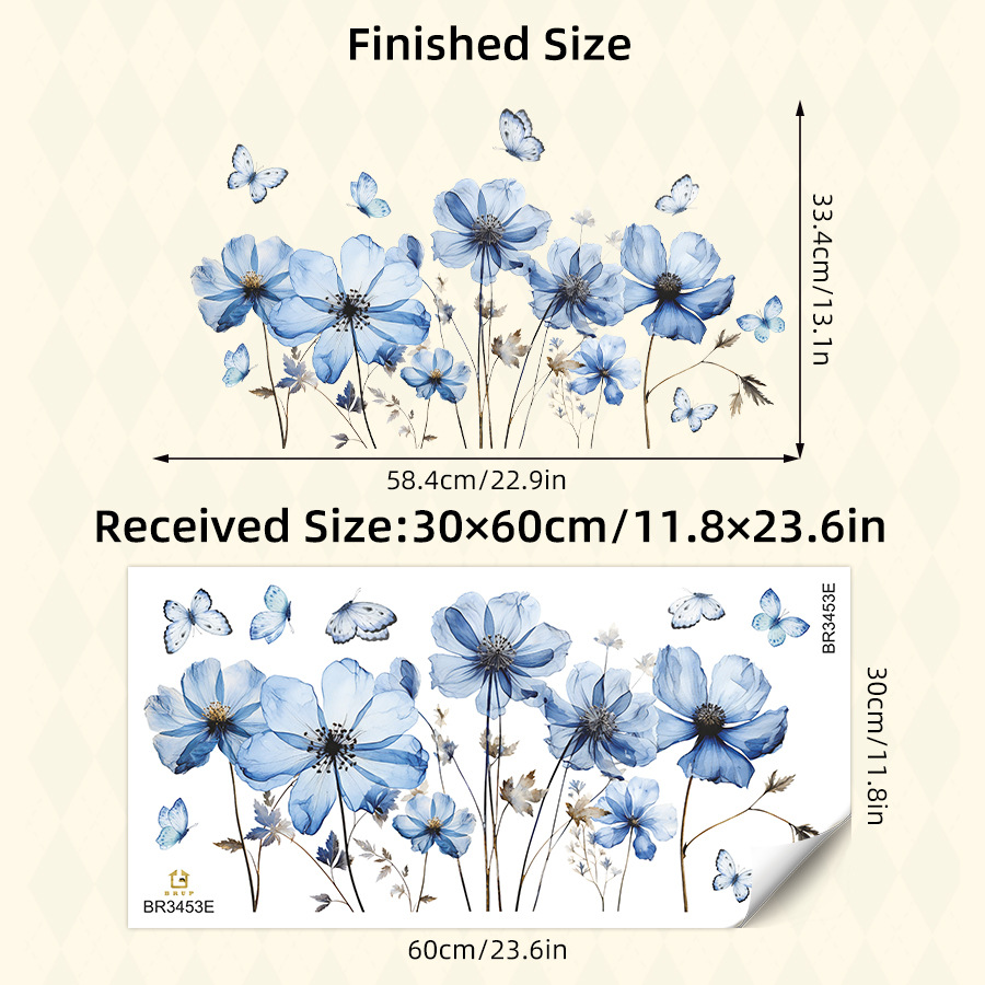 Fresh Blue Butterfly & Flower  - Home Decor Vinyl Flooring review and price