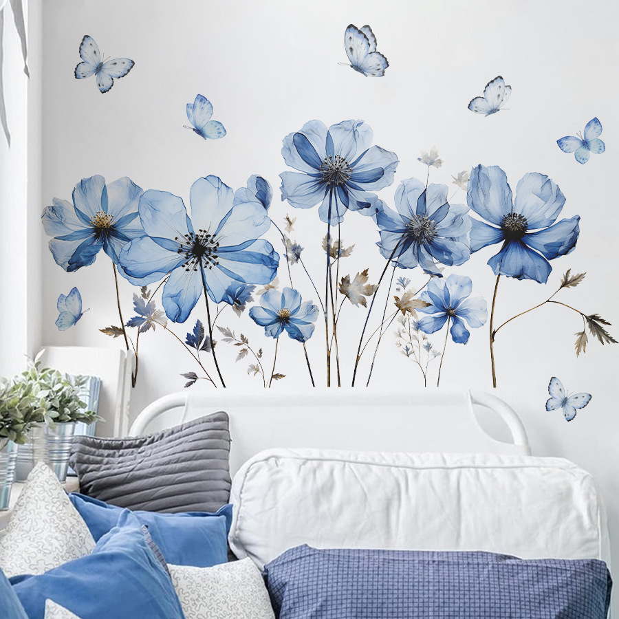 Fresh Blue Butterfly & Flower  - Home Decor Vinyl Flooring review and price