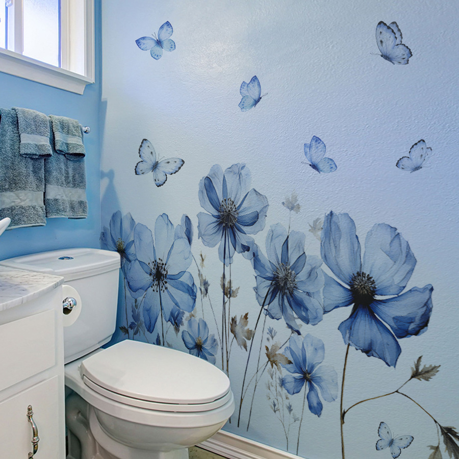 Fresh Blue Butterfly & Flower  - Home Decor Vinyl Flooring review and price