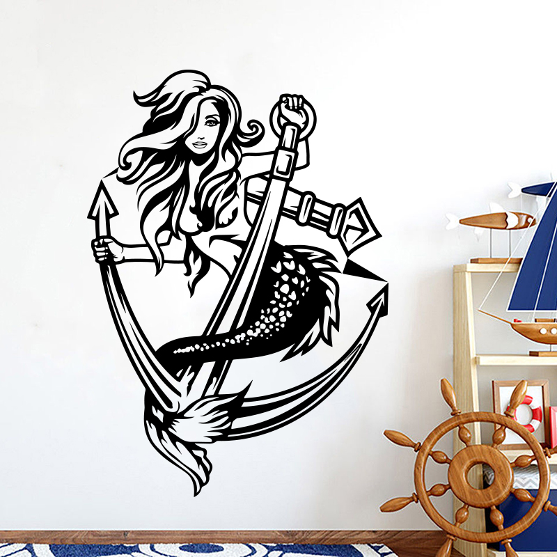 Sexy Mermaid Girl Lady Anchor  - Home Decor Vinyl Flooring review and price