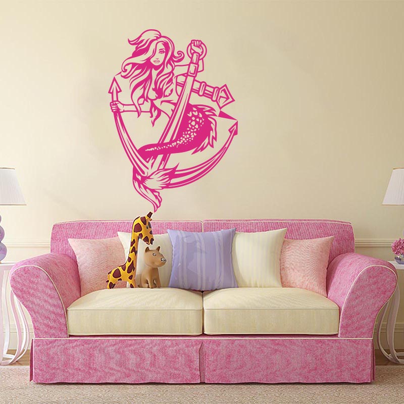Sexy Mermaid Girl Lady Anchor  - Home Decor Vinyl Flooring review and price