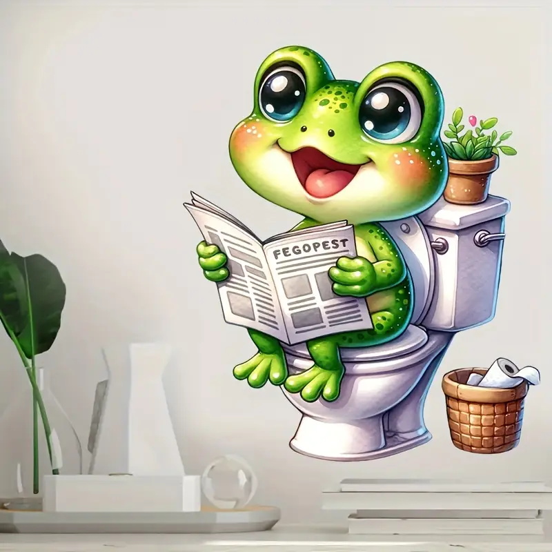 Frog on Toilet Reading Newspap - Home Decor Vinyl Flooring review and price