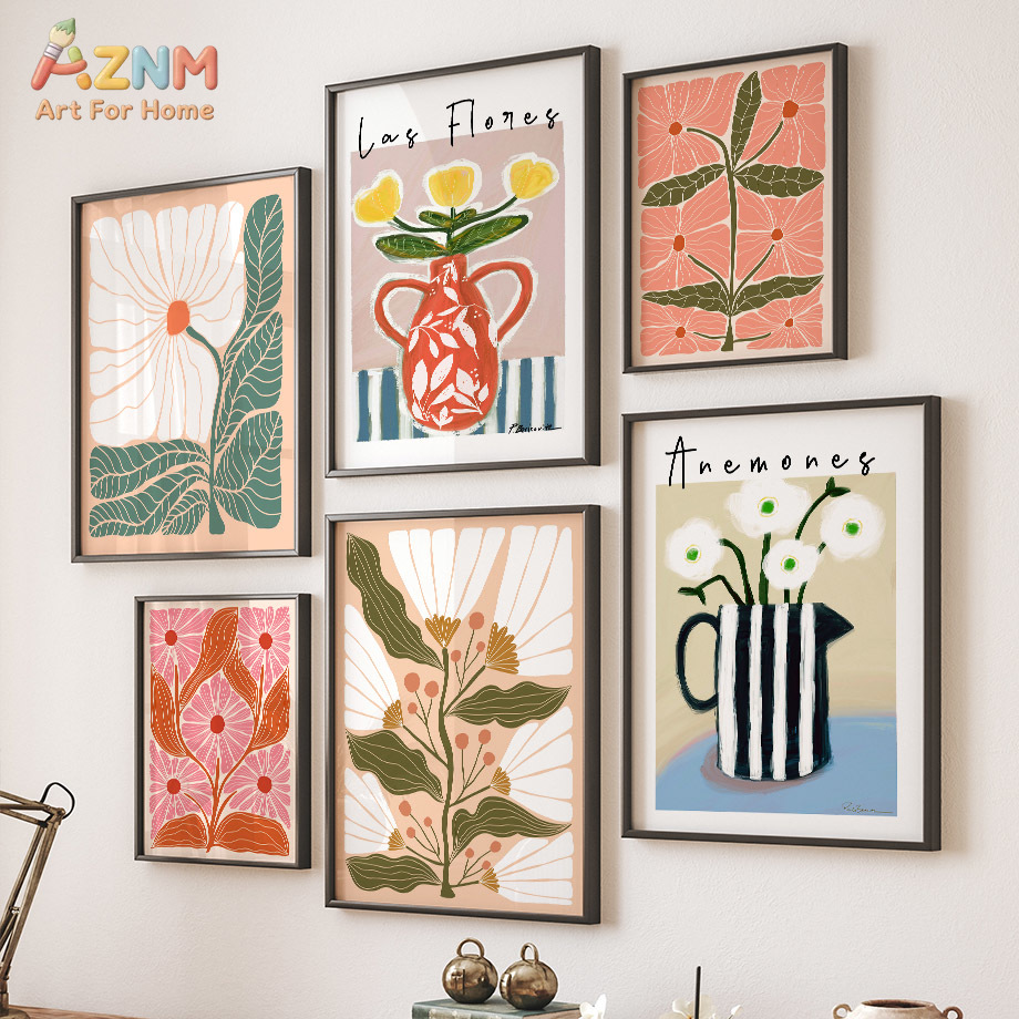 AZNM Boho Floral Canvas Wall A - Home Decor Vase With Flowers review and price