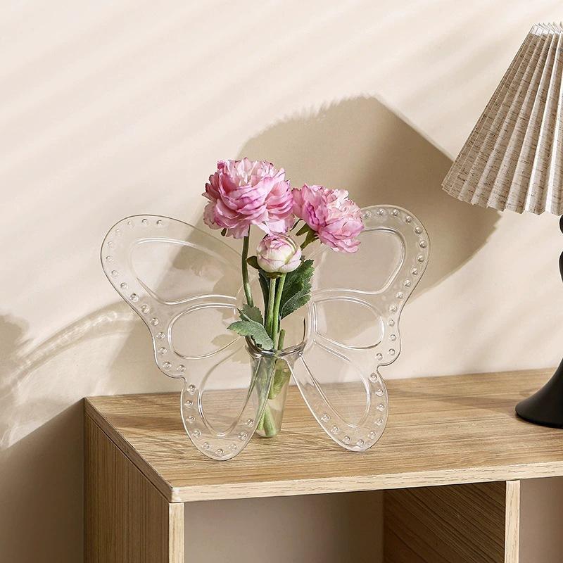 Ins Style Butterfly Shaped Cle - Home Decor Vase With Flowers review and price