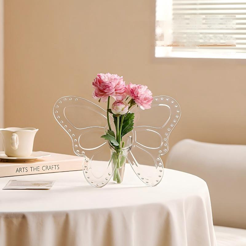 Ins Style Butterfly Shaped Cle - Home Decor Vase With Flowers review and price