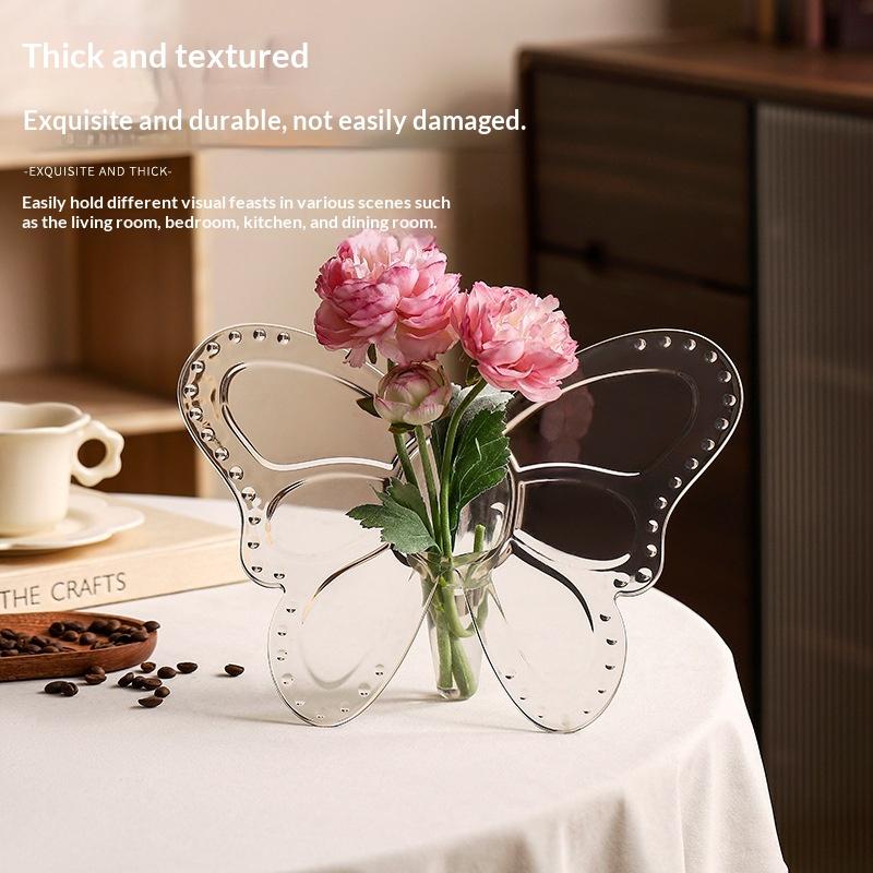 Ins Style Butterfly Shaped Cle - Home Decor Vase With Flowers review and price
