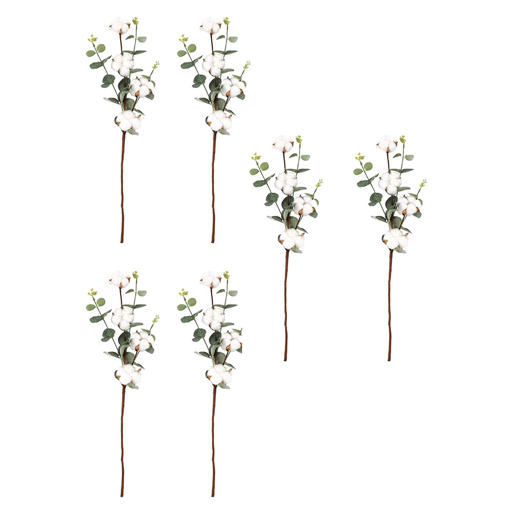 6Pcs Artificial Cotton Plants  - Home Decor Vase With Flowers review and price